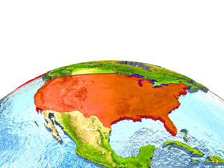 Image showing USA on Earth in red