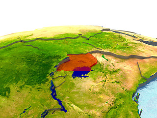 Image showing Uganda on Earth in red