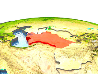 Image showing Turkmenistan on Earth in red