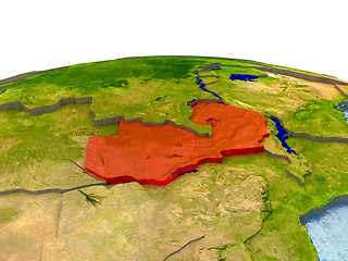 Image showing Zambia on Earth in red