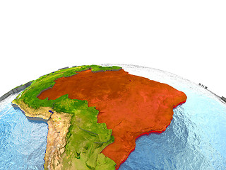 Image showing Brazil on Earth in red