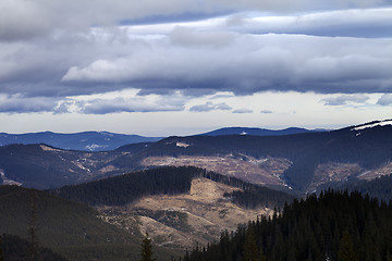 Image showing Mountains and sky with clouds in evening