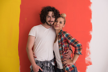 Image showing couple in love  over color background