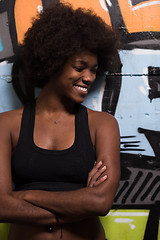 Image showing black woman after a workout at the gym
