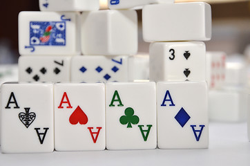 Image showing Mahjong set with four Aces