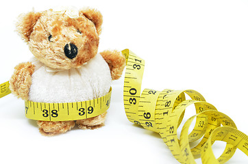 Image showing Teddy bear and measuring tape