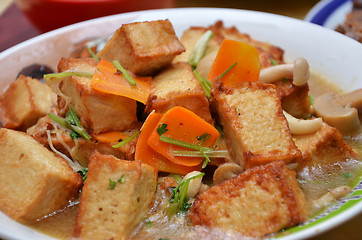 Image showing Vegetarian tofu and mixed vegetable 