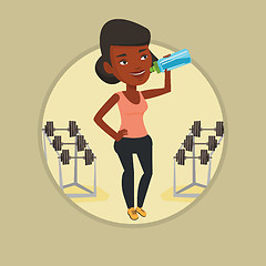 Image showing Sportive woman drinking water vector illustration.