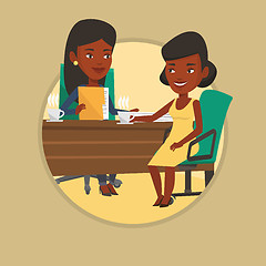 Image showing Two businesswomen during business meeting.