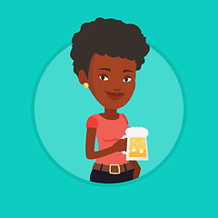 Image showing Woman drinking beer vector illustration.