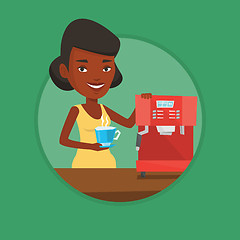 Image showing Woman making coffee vector illustration.