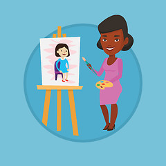 Image showing Creative female artist painting portrait.