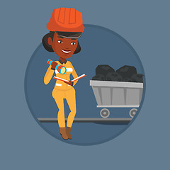 Image showing Miner checking documents vector illustration.