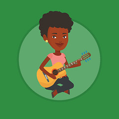 Image showing Woman playing acoustic guitar vector illustration.