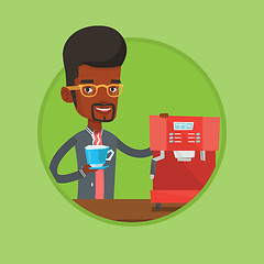 Image showing Man making coffee vector illustration.