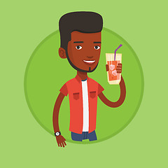 Image showing Man drinking cocktail vector illustration.