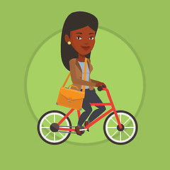 Image showing Woman riding bicycle vector illustration.