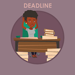 Image showing Business woman having problem with deadline.