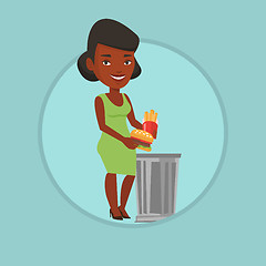 Image showing Woman throwing junk food vector illustration.