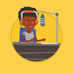 Image showing Female dj working on the radio vector illustration