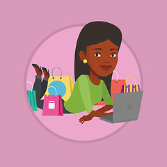 Image showing Woman shopping online vector illustration.