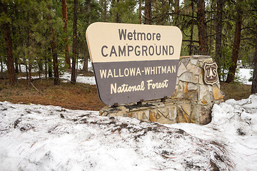 Image showing Wallowa Whitman National Forest Wetmore Campground Sign Oregon U