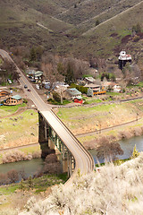 Image showing Maupin Oregon Downtown Aerial View Deschutes River Highway 197