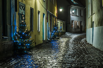 Image showing Nightt view of the street, Tallinn Estonia.