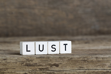 Image showing Lust, written in cubes