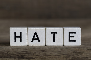 Image showing Hate, written in cubes    