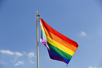 Image showing Rainbow flag on a flagpole