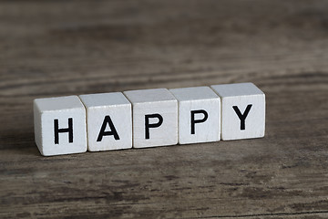 Image showing Happy, written in cubes