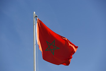 Image showing National flag of Morocco on a flagpole