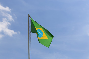 Image showing National flag of Brazil on a flagpole