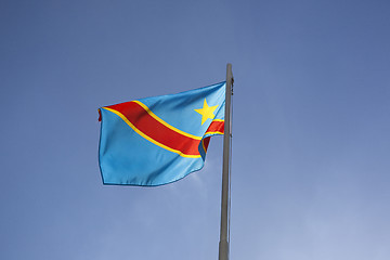 Image showing National flag of Congo on a flagpole