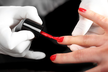 Image showing Nail painting, classic red