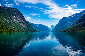 Image showing lovatnet lake Beautiful Nature Norway.