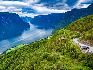 Image showing Stegastein Lookout Beautiful Nature Norway.