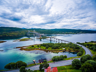 Image showing Tjeldsundbrua bridge in Norway