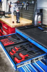 Image showing Toolbox in the workshop, close-up