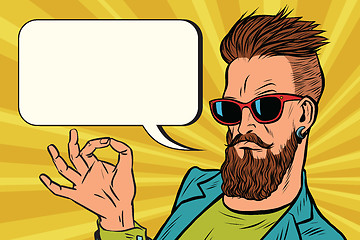 Image showing OK okay gesture hipster 