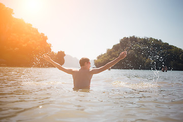 Image showing Photo of man in sea