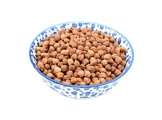 Image showing Black chickpeas in a china bowl