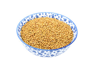 Image showing Fenugreek seeds in a china bowl