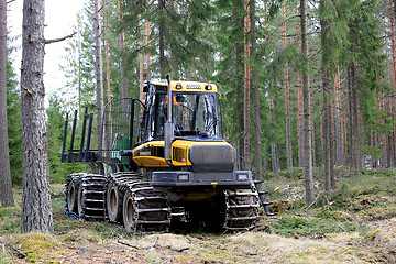 Image showing Ponsse Elk Forest Forwarder in Green Woodland