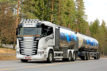 Image showing Customized Scania Milk Tank Truck on the Road