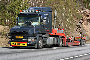 Image showing Black conventional Scania 164L Semi Trailer Trucking