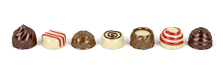 Image showing Chocolate pralines on white
