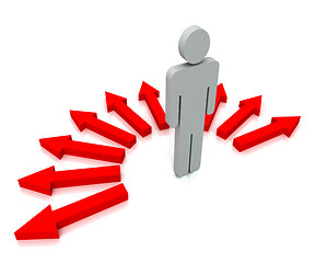 Image showing Person With Red Arrows Shows Many Choices