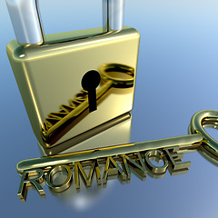 Image showing Padlock With Romance Key Showing Love Valentines And Lovers